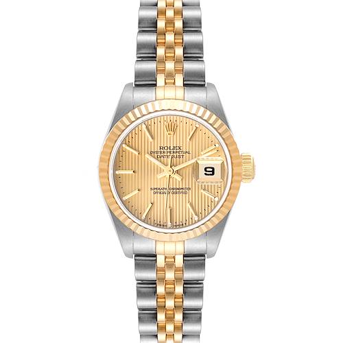 Photo of Rolex Datejust Steel Yellow Gold Champagne Tapestry Dial Ladies Watch 79173