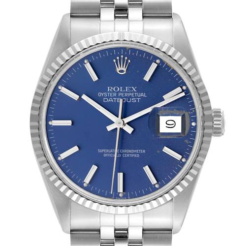 Photo of Rolex Datejust Vintage Steel White Gold Blue Dial Mens Watch 16014