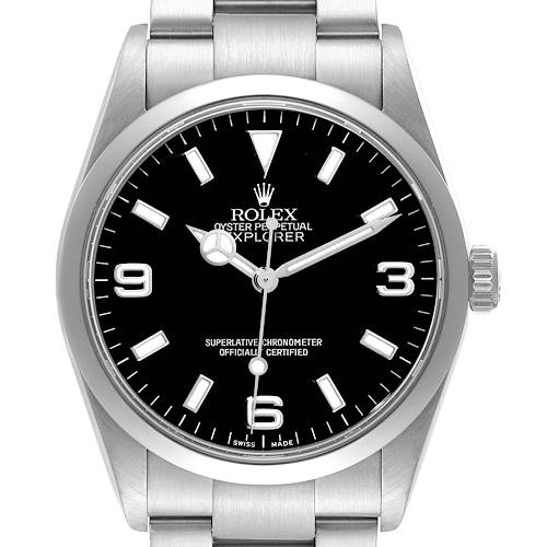 Photo of Rolex Explorer I Black Dial Steel Mens Watch 114270 Box Papers