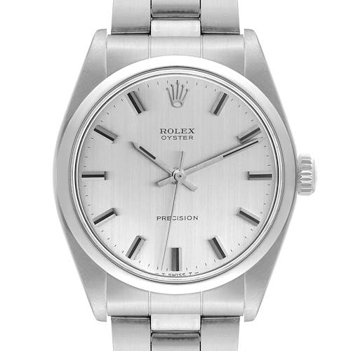 Photo of Rolex Oyster Precision Silver Linen Dial Vintage Steel Mens Watch 6426