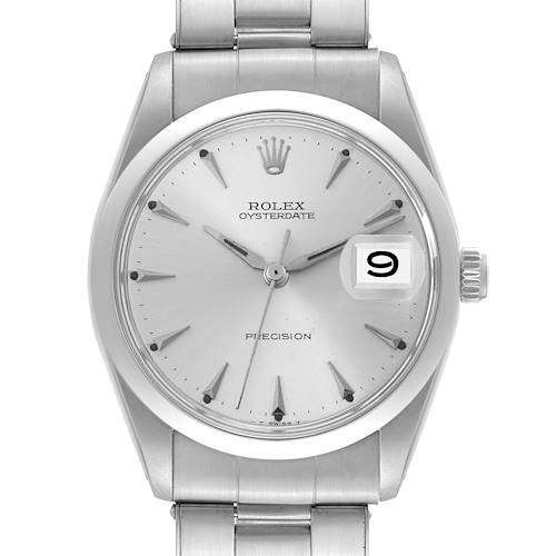 Photo of Rolex OysterDate Precision Silver Dial Vintage Steel Mens Watch 6694