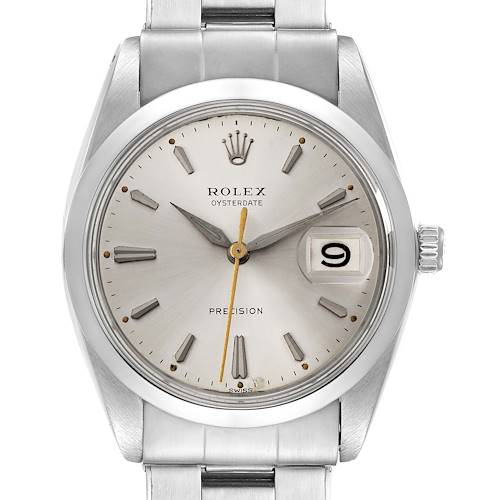 Photo of Rolex OysterDate Precision Silver Dial Vintage Steel Mens Watch 6694