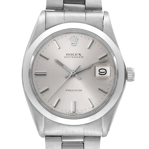 Photo of Rolex OysterDate Precision Silver Dial Vintage Steel Mens Watch 6694