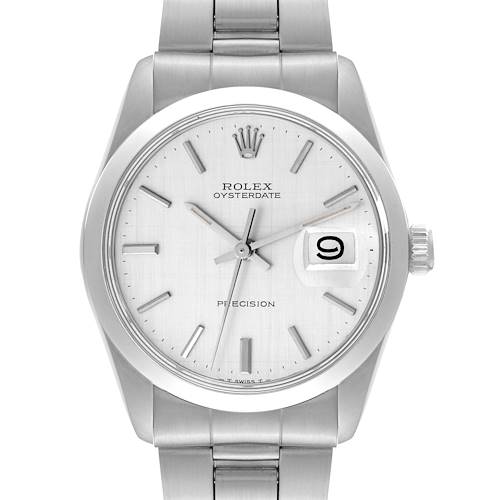 Photo of Rolex OysterDate Precision Silver Linen Dial Steel Vintage Mens Watch 6694