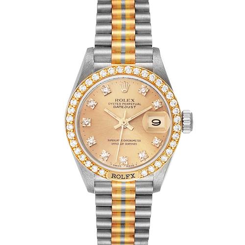 Photo of Rolex President Tridor White Yellow Rose Gold Diamond Ladies Watch 69149