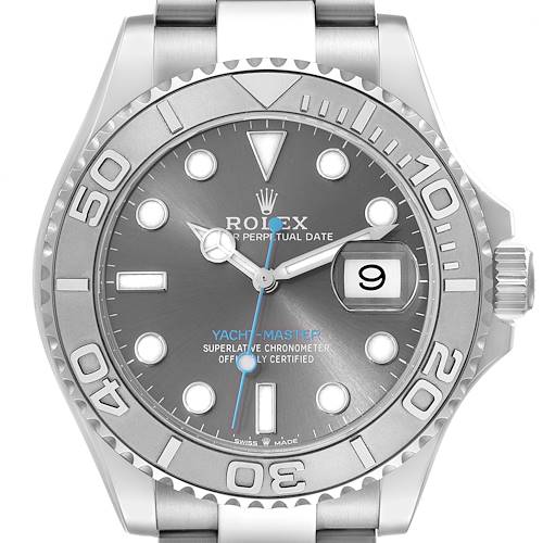 Photo of Rolex Yachtmaster Steel Platinum Bezel Rhodium Dial Mens Watch 126622 Box Card