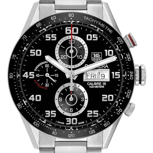 Photo of Tag Heuer Carrera Black Dial Chronograph Steel Mens Watch CV2A1R