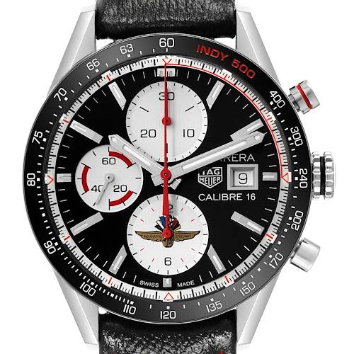 Photo of Tag Heuer Carrera Calibre 16 Indy 500 Limited Edition Steel Mens Watch CV201AS Box Card