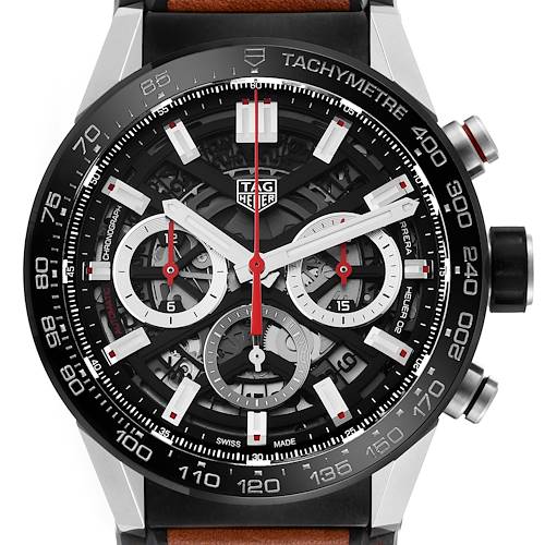 Photo of Tag Heuer Carrera Chronograph Skeleton Dial Steel Mens Watch CBG2010 Box Card