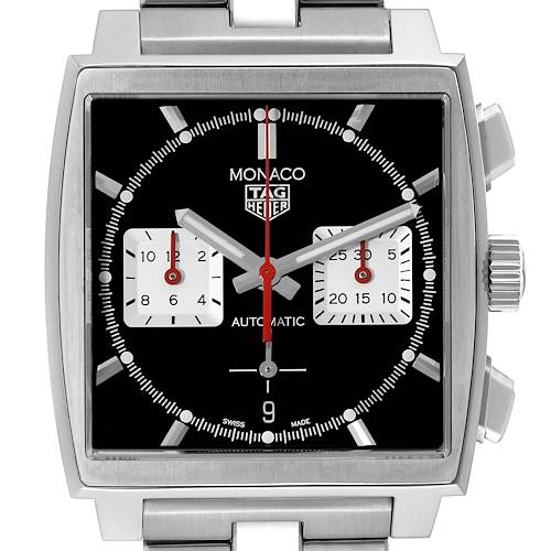 Photo of Tag Heuer Monaco Calibre 02 Black Dial Steel Mens Watch CBL2113 Box Card