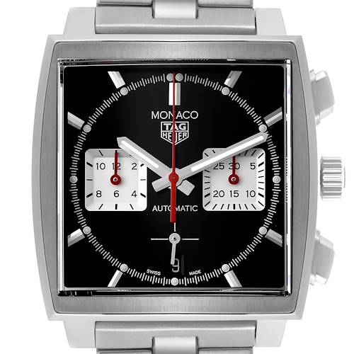 Photo of Tag Heuer Monaco Calibre 02 Black Dial Steel Mens Watch CBL2113 Unworn