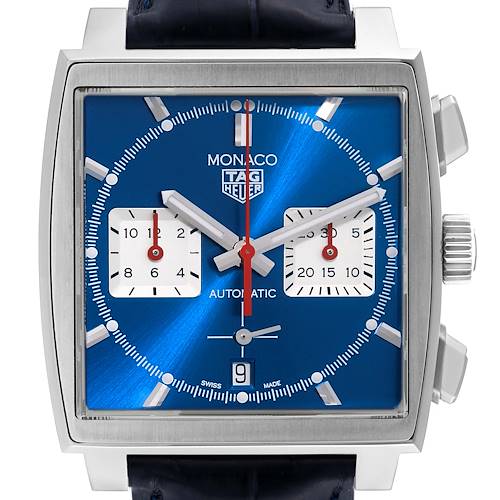 Photo of Tag Heuer Monaco Calibre 02 Blue Dial Steel Mens Watch CBL2111 Box Card