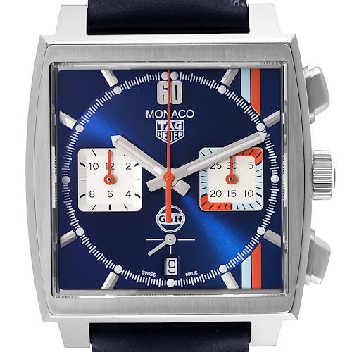 Photo of Tag Heuer Monaco Gulf Chronograph Steel Mens Watch CBL2115 Box Card