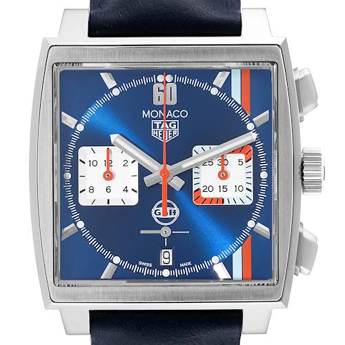 Photo of Tag Heuer Monaco Gulf Chronograph Steel Mens Watch CBL2115 Box Card