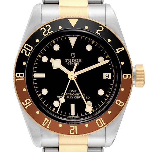 Photo of Tudor Heritage Black Bay GMT Steel Yellow Gold Mens Watch 79833MN Box Card