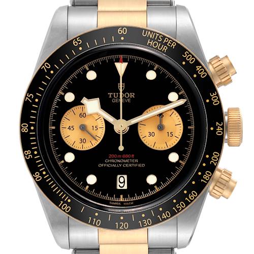 Photo of Tudor Heritage Black Bay Steel Yellow Gold Mens Watch 79363 Box Card