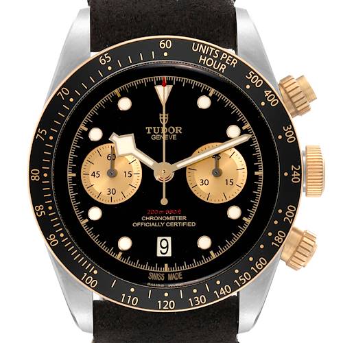 Photo of Tudor Heritage Black Bay Steel Yellow Gold Mens Watch 79363 Box Card