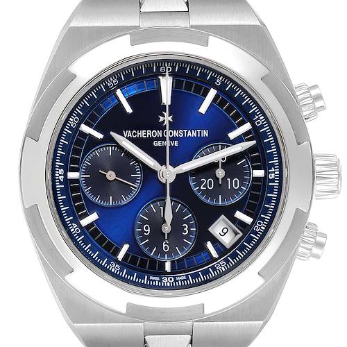 Photo of Vacheron Constantin Overseas Blue Dial Chronograph Mens Watch 5500V Box Card