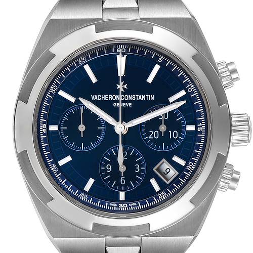 Photo of Vacheron Constantin Overseas Blue Dial Chronograph Steel Mens Watch 5500V Card