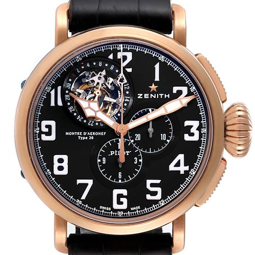 Photo of Zenith Montre d'Aeronef Type 20 Tourbillon Rose Gold Titanium Mens Watch 87.2430.4035